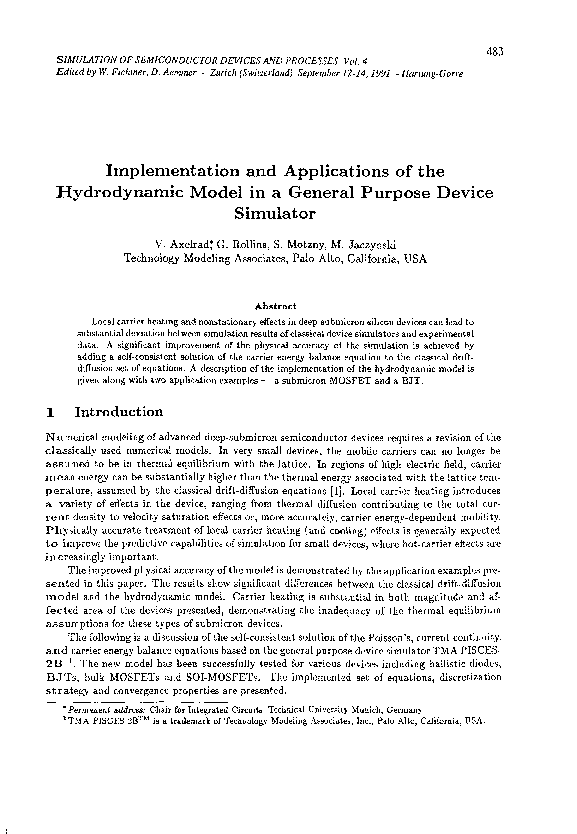 (PDF) Implementation and Application of the Hydrodynamic Model in a ...