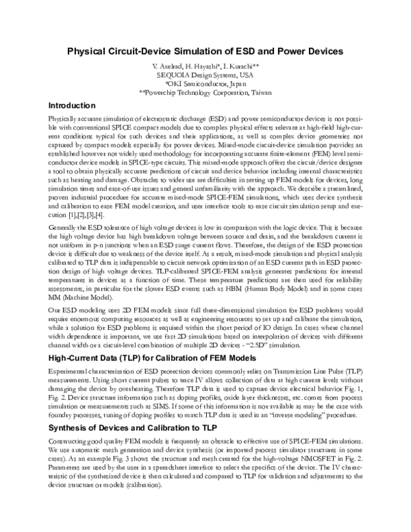 (PDF) Physical circuit-device simulation of ESD and power devices