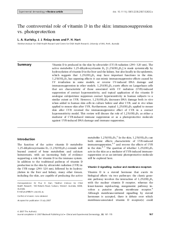 (PDF) The controversial role of vitamin D in the skin ...