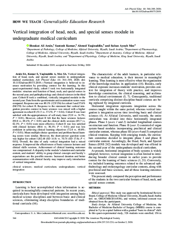 (PDF) Vertical integration of head, neck, and special senses module in ...