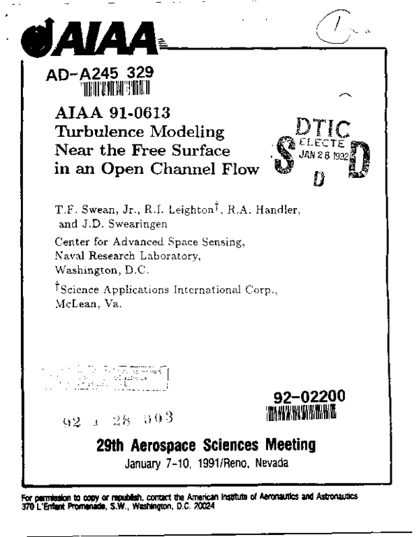 (PDF) Turbulence modeling near the free surface in an open channel flow