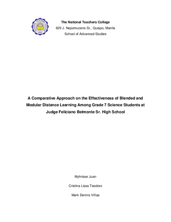 (PDF) A Comparative Approach on the Effectiveness of Blended and ...