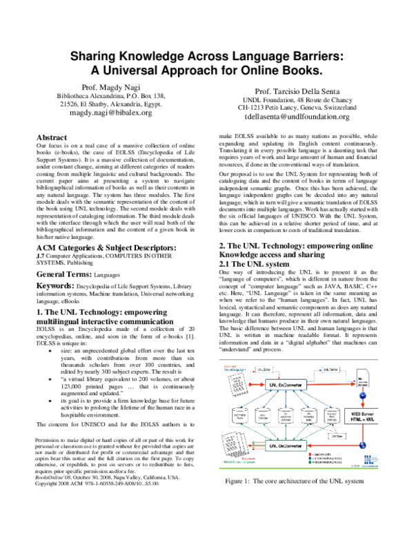 (PDF) Sharing knowledge across language barriers