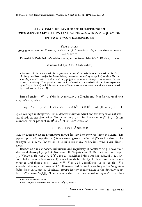 (PDF) Long time behavior of solutions of the generalized Benjamin-Bona ...
