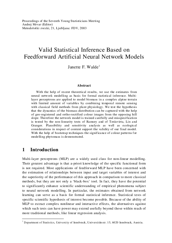 (PDF) Valid Statistical Inference Based on Feedforward Artificial ...