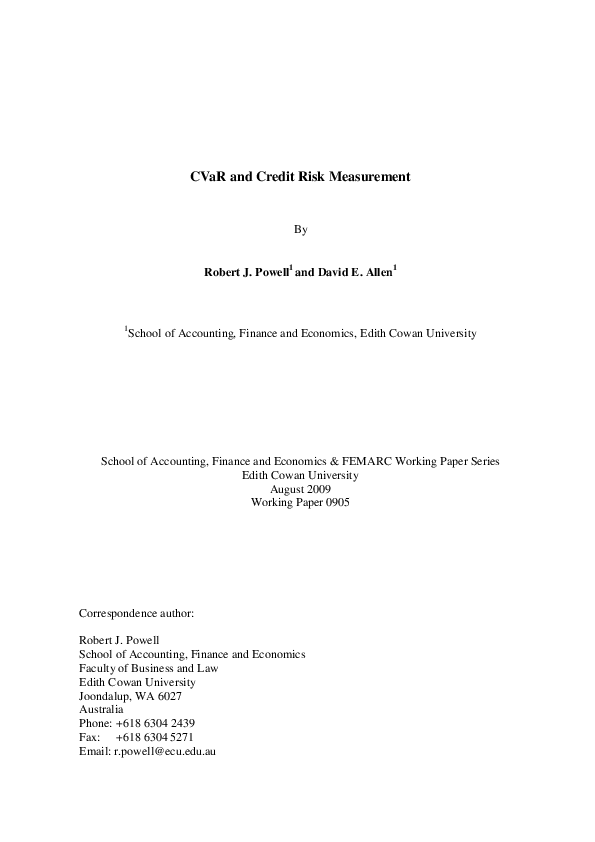 (PDF) CVaR and Credit Risk Measurement