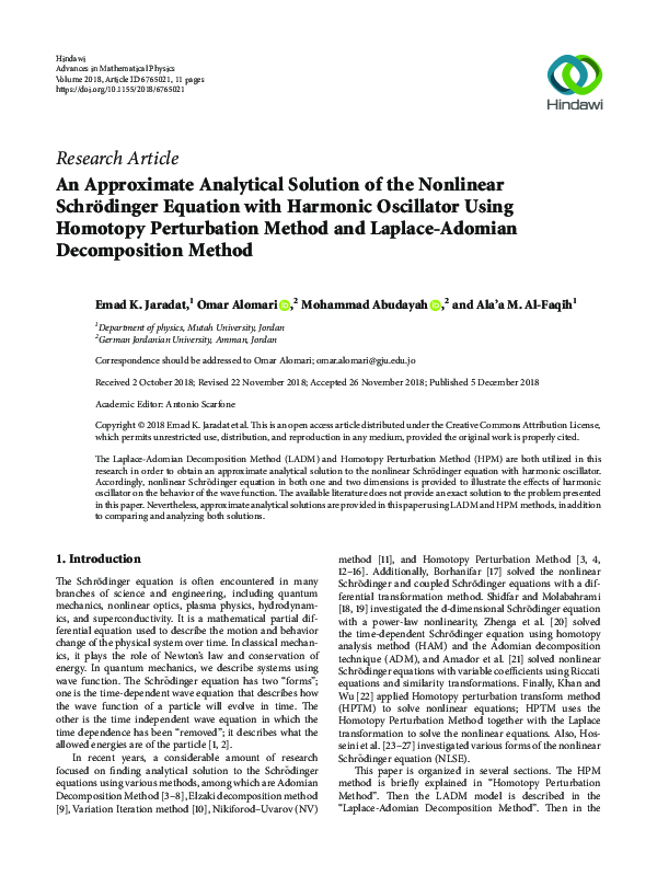 (PDF) An Approximate Analytical Solution of the Nonlinear Schrödinger ...