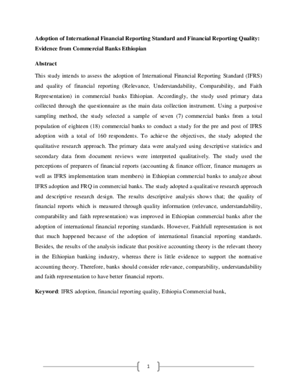 (PDF) Adoption of International Financial Reporting Standard and ...