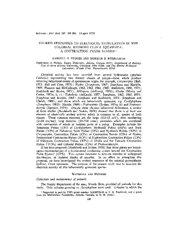 (PDF) Evoked Responses to Electrical Stimulation in the Colonial ...