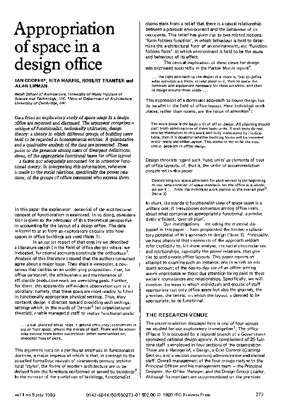 (PDF) Appropriation of space in a design office