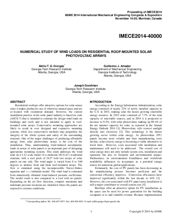 (PDF) Numerical Study of Wind Loads on Residential Roof-Mounted Solar ...