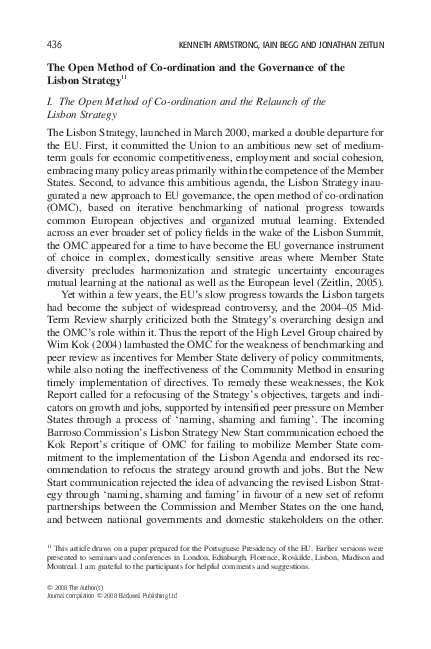 (PDF) The Open Method of Coordination and the Governance of the Lisbon ...