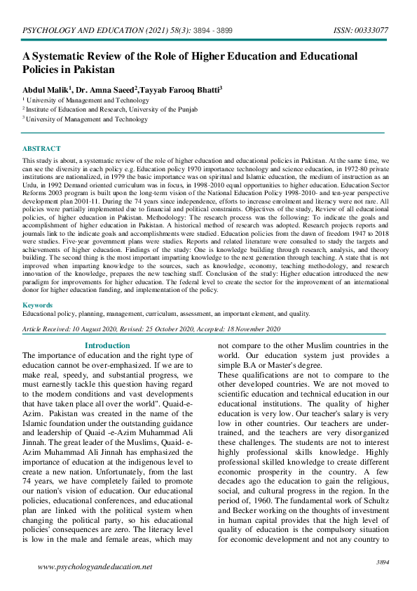 (PDF) A Systematic Review of the Role of Higher Education and ...