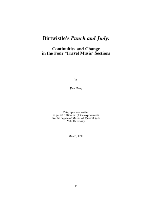 (PDF) Birtwistle's Punch and Judy Continuities and Change in the Four