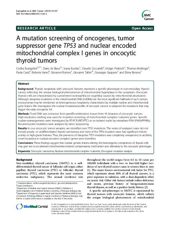 (PDF) A mutation screening of oncogenes, tumor suppressor gene TP53 and ...