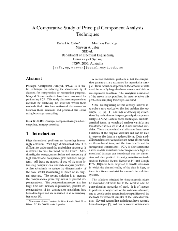 Principal component analysis in image processing image