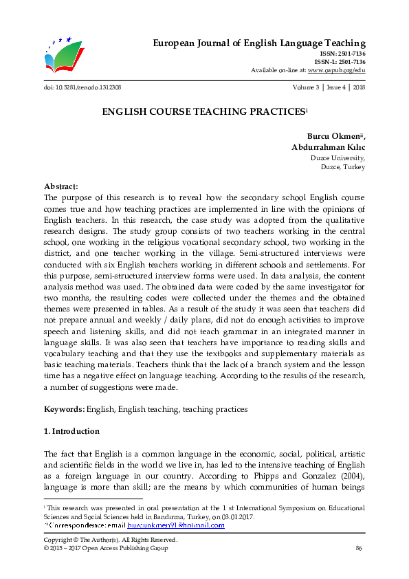 (PDF) English Course Teaching Practice