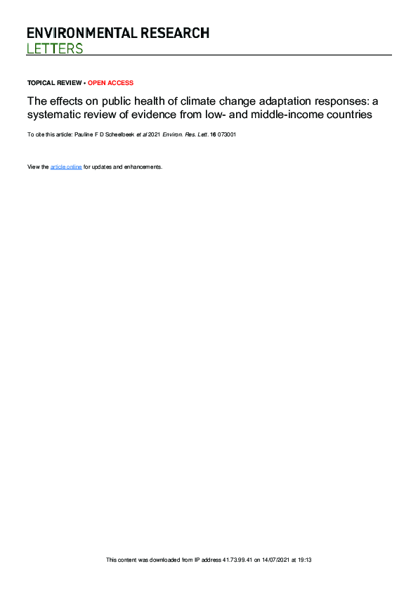 (PDF) The effects on public health of climate change adaptation ...