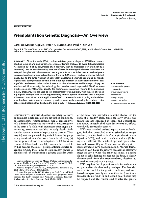 (PDF) Preimplantation Genetic Diagnosis--An Overview