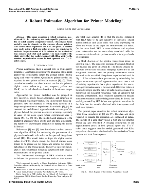 (PDF) A robust estimation algorithm for printer modeling