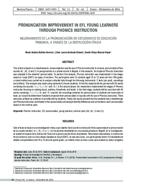(PDF) Pronunciation improvement in EFL young learners through phonics ...