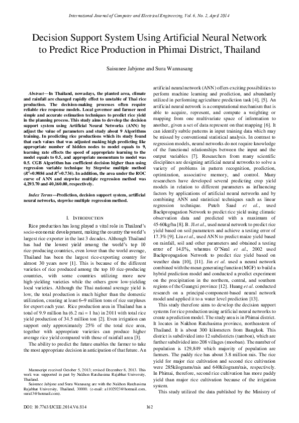 (PDF) Decision Support System using Artificial Neural Network for ...