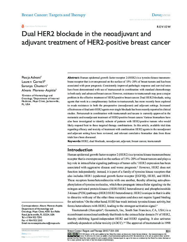 (PDF) Dual HER2 blockade in the neoadjuvant and adjuvant treatment of ...