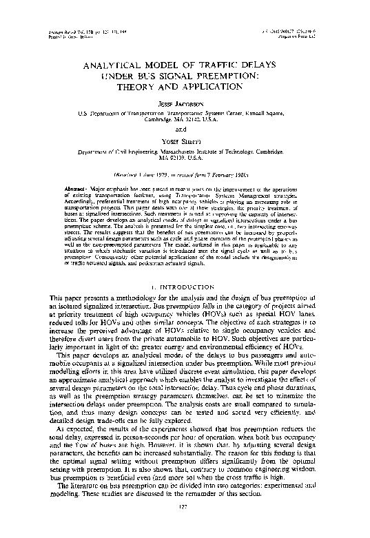 (PDF) Modeling Traffic Delays with Bus Signal Preemption