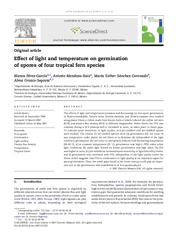 (PDF) Effect of light and temperature on germination of spores of four ...