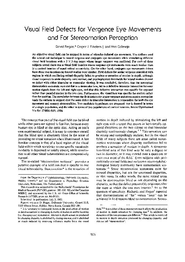 (PDF) Visual field defects for vergence eye movements and for ...