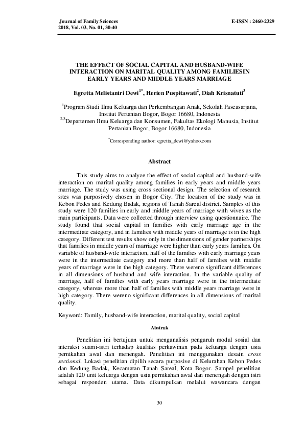 (PDF) The Effect of Social Capital and Husband-Wife Interaction on ...