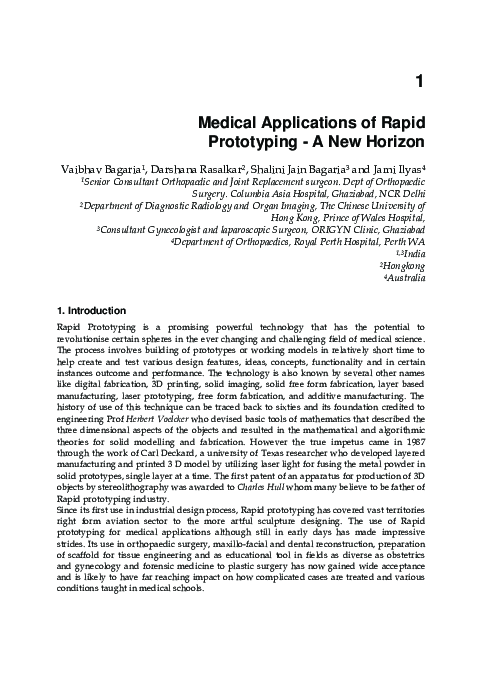 (PDF) Medical Applications of Rapid Prototyping - A New Horizon