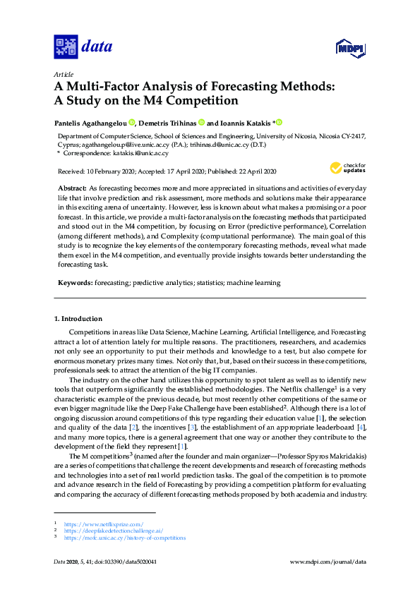 (PDF) A Multi-Factor Analysis of Forecasting Methods: A Study on the M4 ...