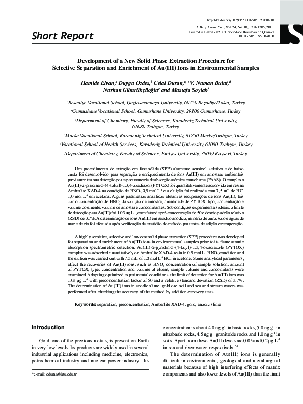 (PDF) Development of a New Solid Phase Extraction Procedure for ...