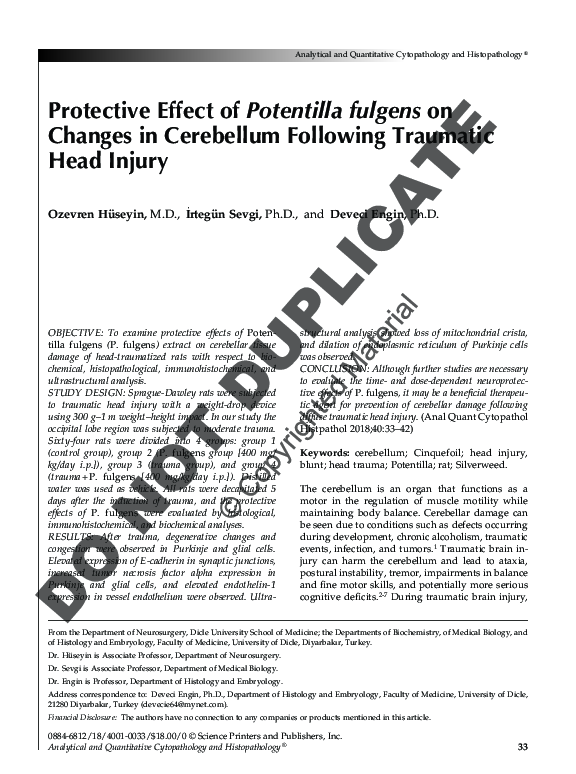 (PDF) Protective Effect of Potentilla fulgens on Changes in Cerebellum ...