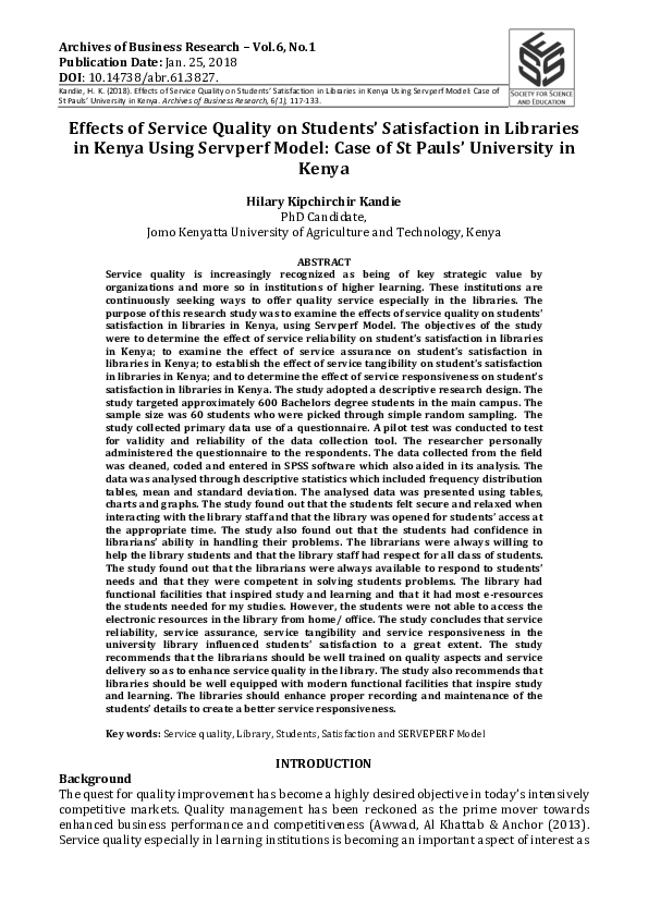 (PDF) Effects of Service Quality on Students’ Satisfaction in Libraries ...