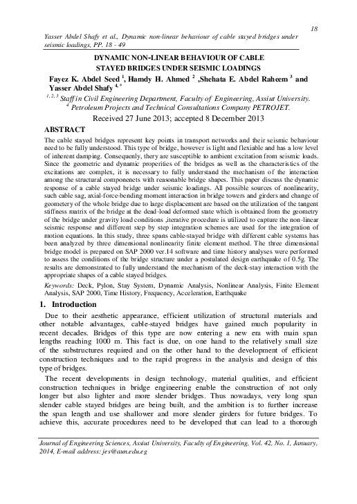 (PDF) Dynamic Non-Linear Behaviour of Cable Stayed Bridges Under ...