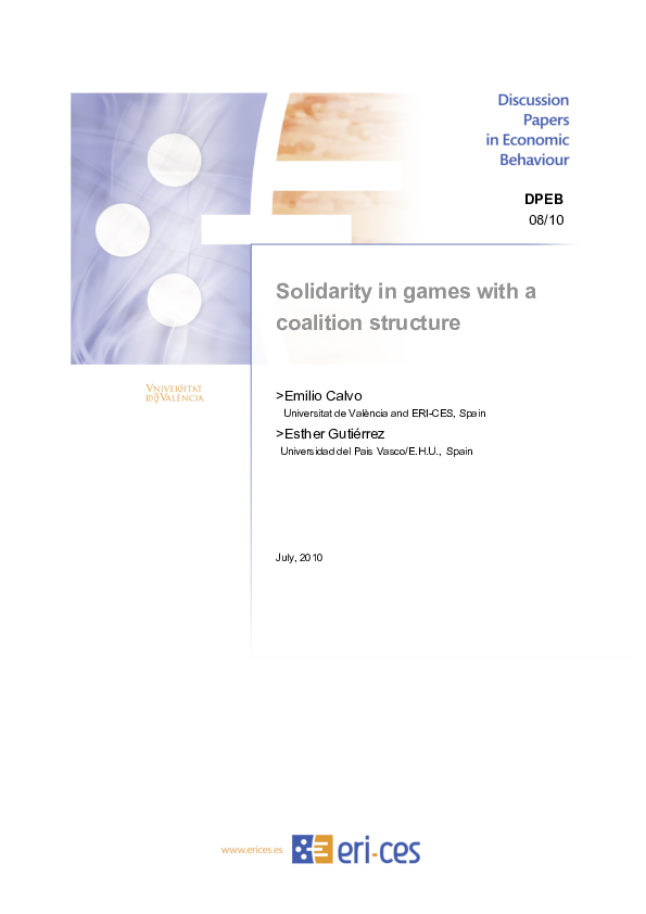 (PDF) Solidarity in games with a coalition structure