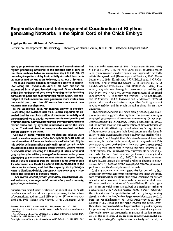(PDF) Regionalization and intersegmental coordination of rhythm ...