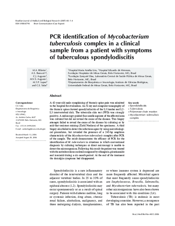 (PDF) PCR identification of Mycobacterium tuberculosis complex in a ...