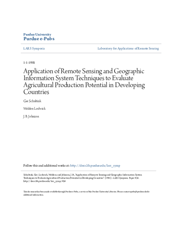 (PDF) Application of Remote Sensing and Geographic Information System ...