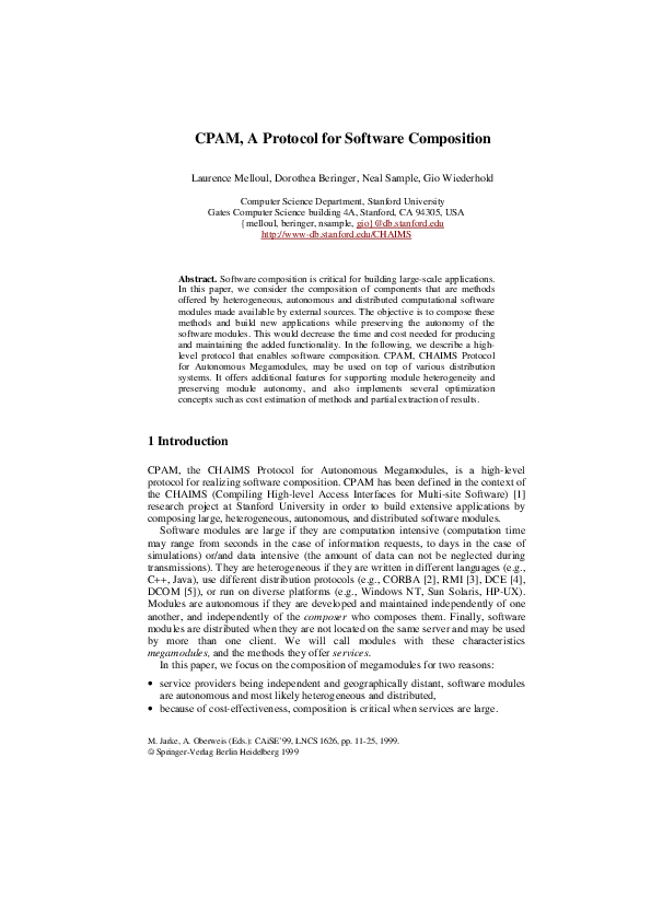 (PDF) CPAM, A Protocol for Software Composition