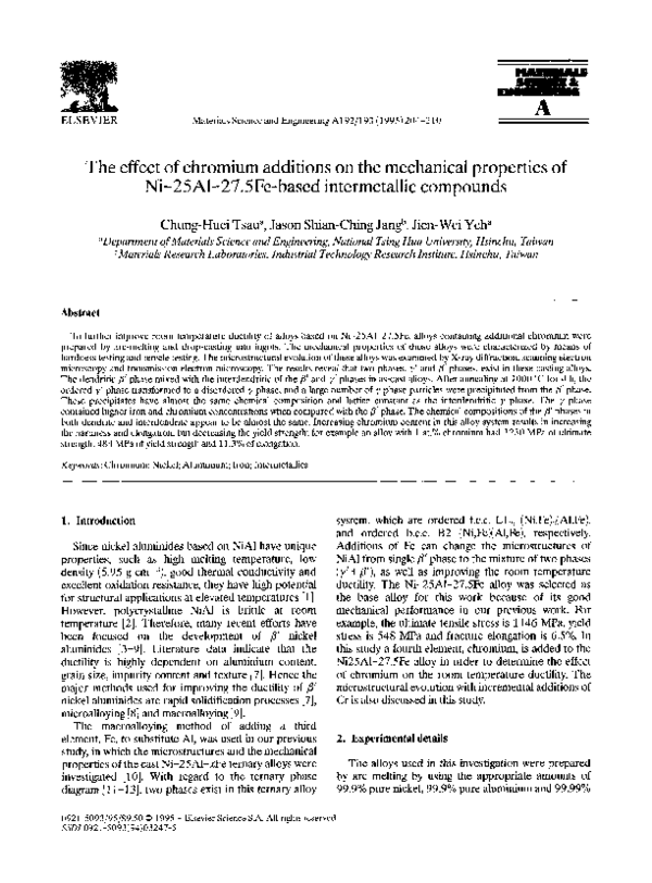 (PDF) The effect of chromium additions on the mechanical properties of ...