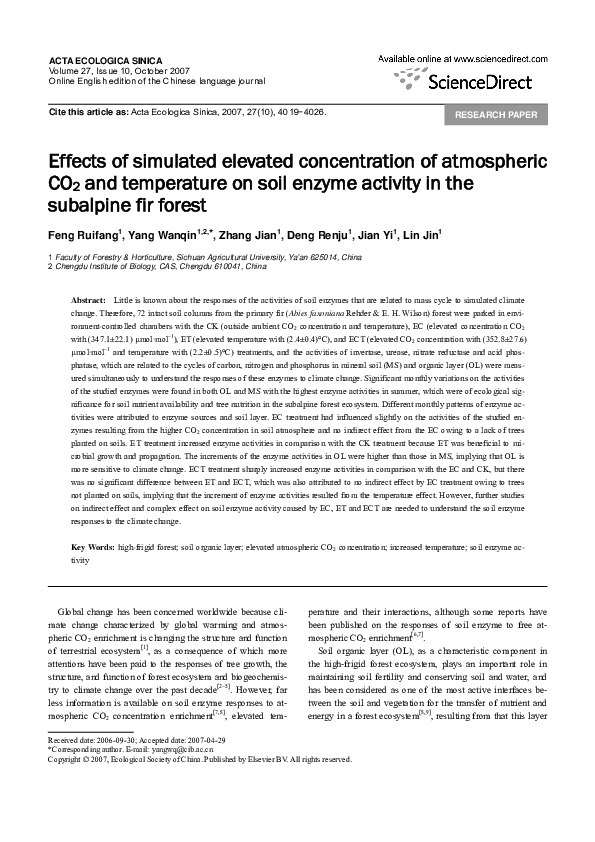 (PDF) Effects of simulated elevated concentration of atmospheric CO2 ...