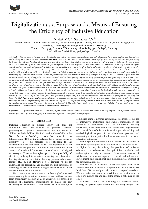 (PDF) Digitalization as a Purpose and a Means of Ensuring the ...