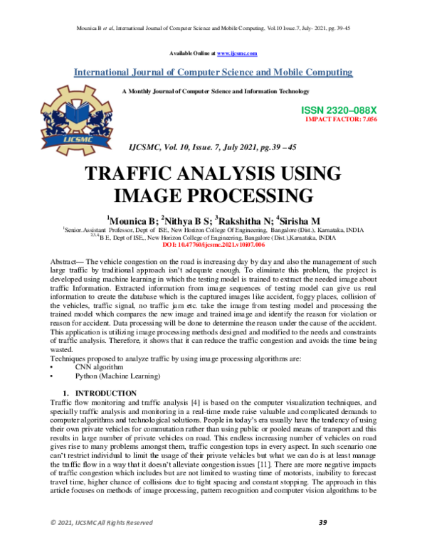 (PDF) TRAFFIC ANALYSIS USING IMAGE PROCESSING﻿
