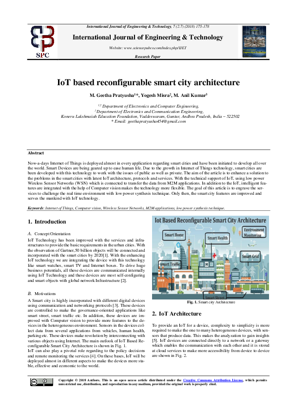 (PDF) IoT based reconfigurable smart city architecture