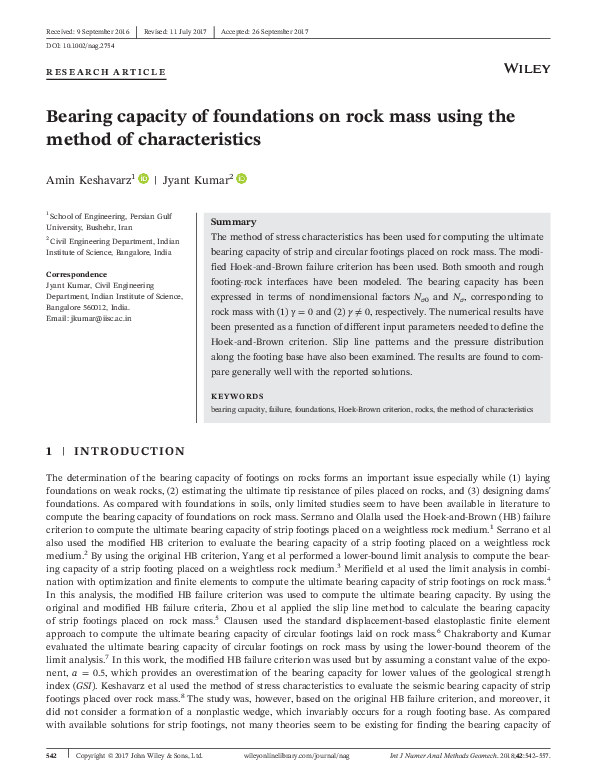 (PDF) Bearing capacity of foundations on rock mass using the method of ...