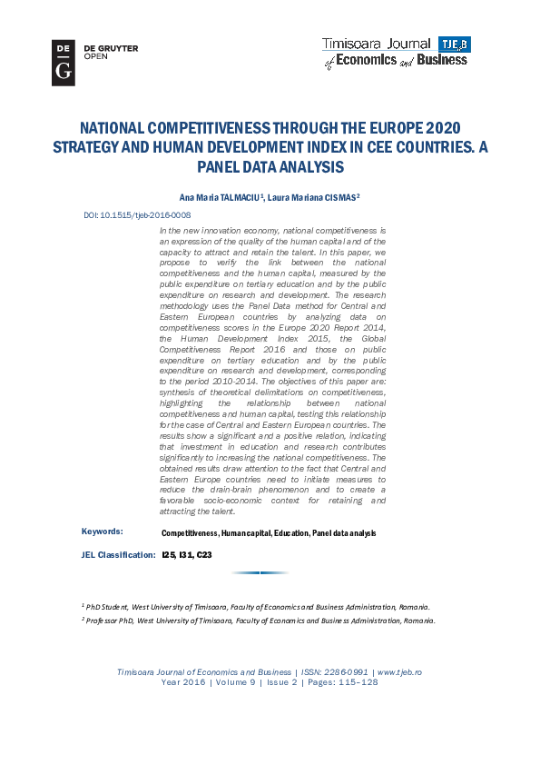 (PDF) National Competitiveness through the Europe 2020 Strategy and ...