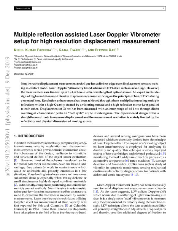(PDF) Multiple reflection assisted Laser Doppler Vibrometer setup for ...